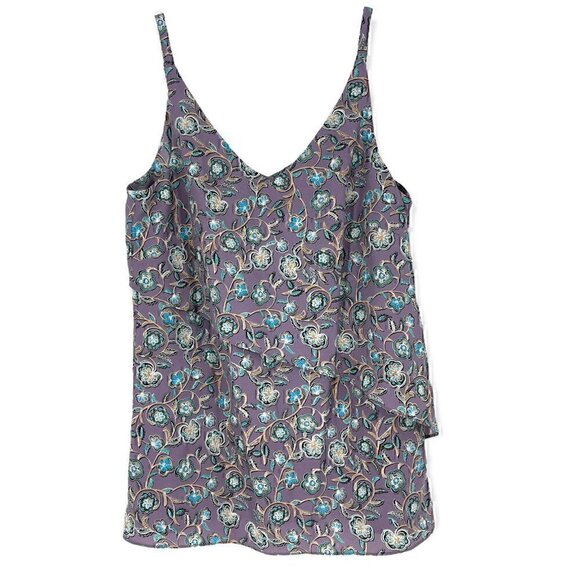 CAbi 3453 Floral Scrollwork Cami Top Blouse Women's XS Purple Asymmetrical - Picture 1 of 5